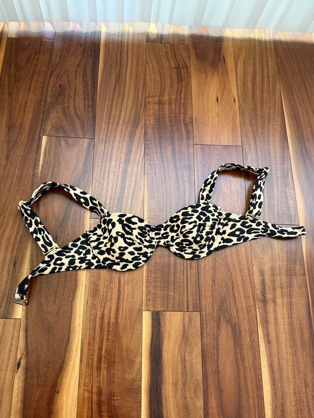 Montce Leopard Print Bikini Top Size Small Adjustable Straps